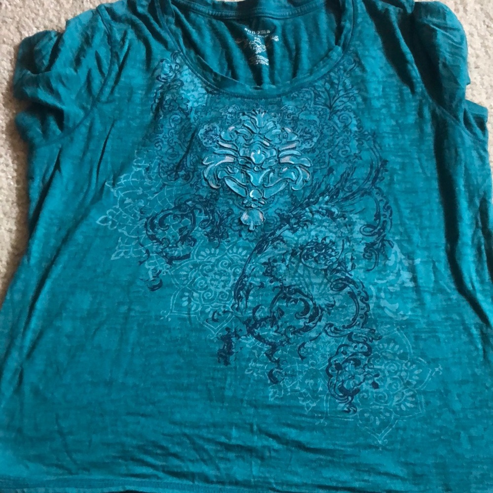 Teal design tee